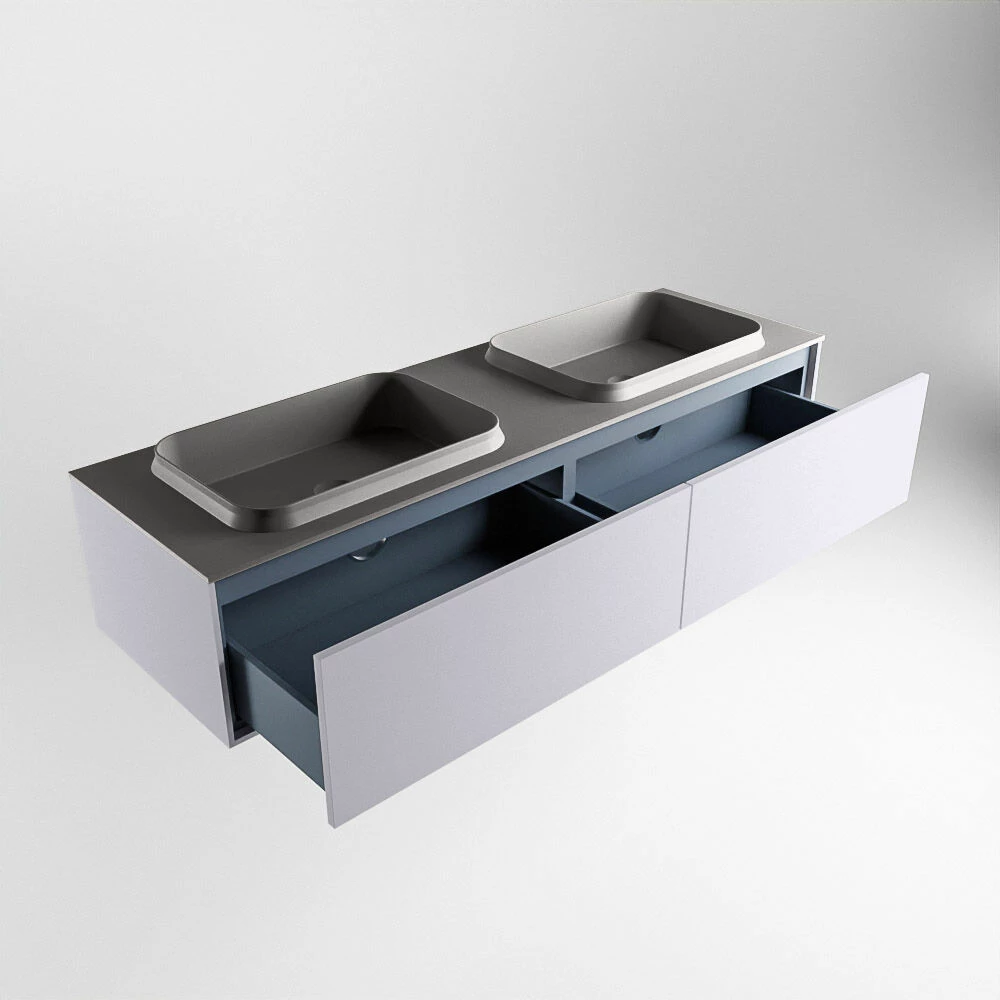 Mondiaz Erin 150cm Badmeubel Cale Met 2 Lades En Donkergrijze Wastafel Dubbel Zonder Kraangaten - Afbeelding 5