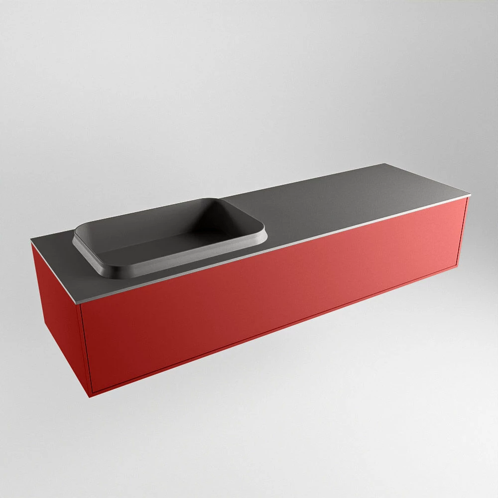 Mondiaz Erin 150cm Badmeubel Fire Met 1 Lade En Donkergrijze Wastafel Links 1 Kraangat - Afbeelding 4