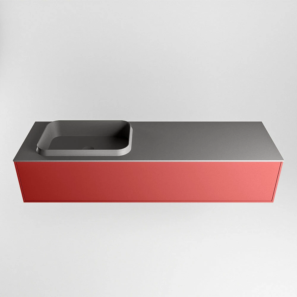 Mondiaz Erin 150cm Badmeubel Fire Met 1 Lade En Donkergrijze Wastafel Links 1 Kraangat - Afbeelding 6