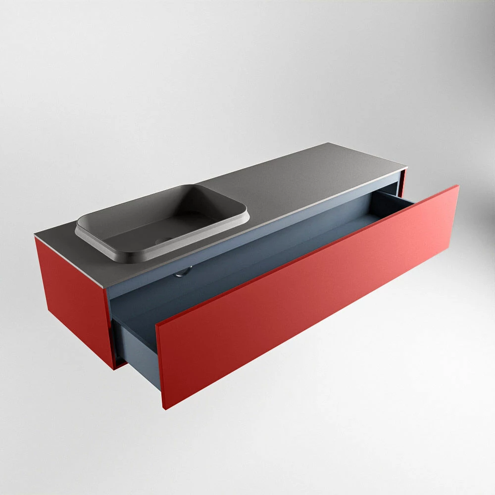 Mondiaz Erin 150cm Badmeubel Fire Met 1 Lade En Donkergrijze Wastafel Links 1 Kraangat - Afbeelding 5