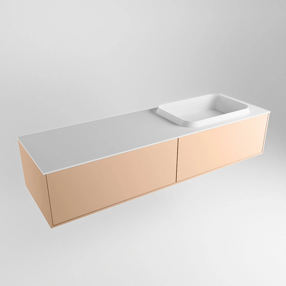 Mondiaz Erin 150cm Badmeubel Rosee Met 2 Lades En Witte Wastafel Rechts 1 Kraangat - Afbeelding 3