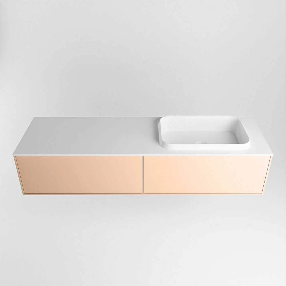 Mondiaz Erin 150cm Badmeubel Rosee Met 2 Lades En Witte Wastafel Rechts 1 Kraangat - Afbeelding 5