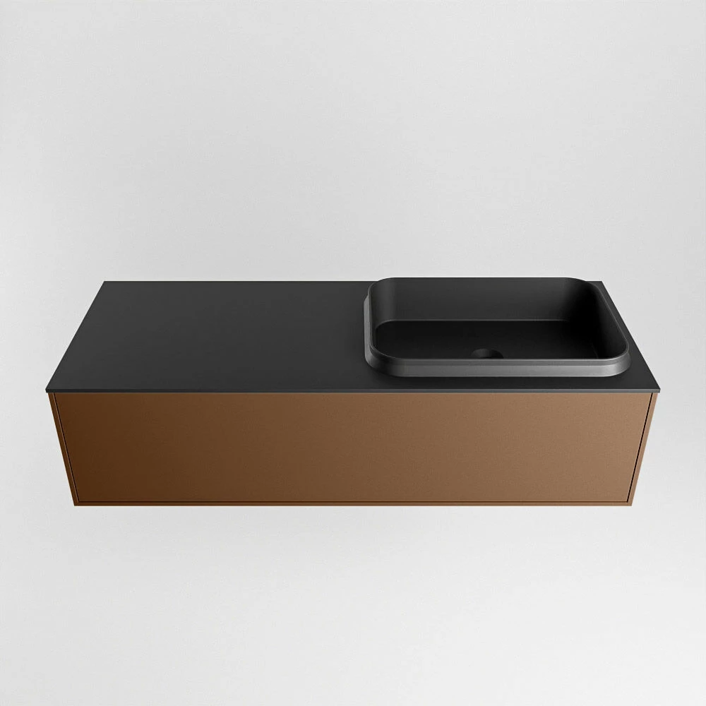 Mondiaz Erin 120cm Badmeubel Rust Met 1 Lade En Zwarte Wastafel Rechts 1 Kraangat - Afbeelding 6