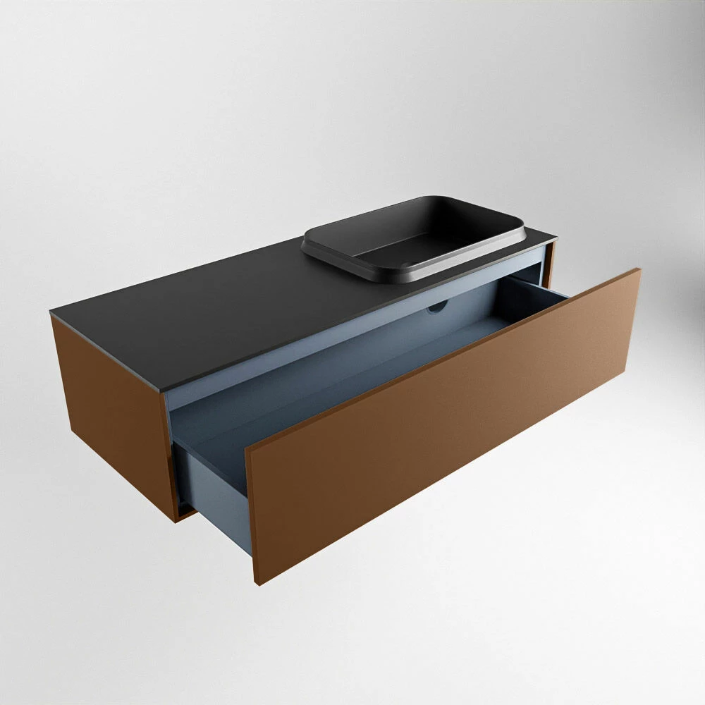 Mondiaz Erin 120cm Badmeubel Rust Met 1 Lade En Zwarte Wastafel Rechts 1 Kraangat - Afbeelding 5