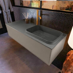 Mondiaz Erin 120cm Badmeubel Smoke Met 1 Lade En Donkergrijze Wastafel Rechts 1 Kraangat