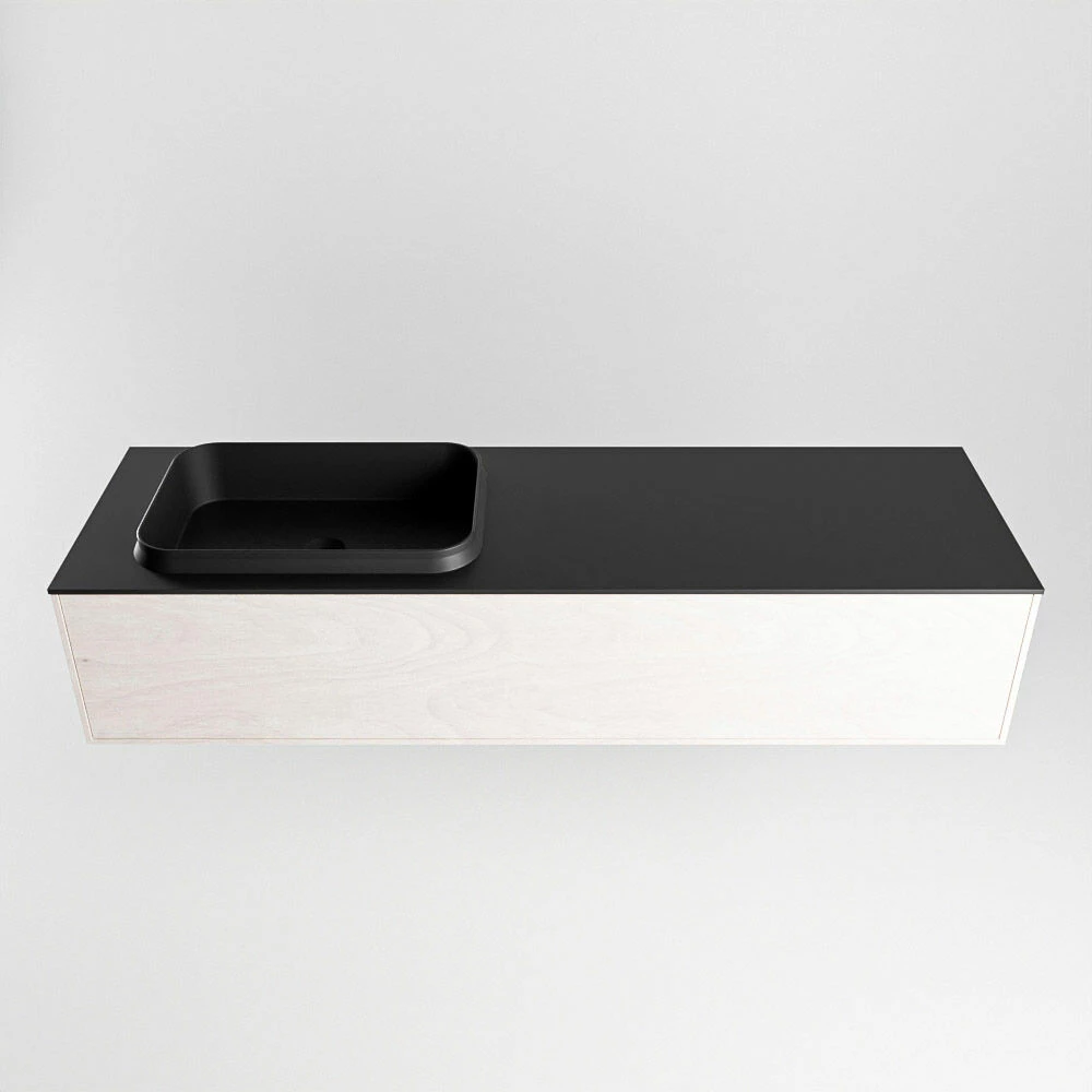 Mondiaz Erin 150cm Badmeubel Underlayment Met 1 Lade En Zwarte Wastafel Links 1 Kraangat - Afbeelding 6