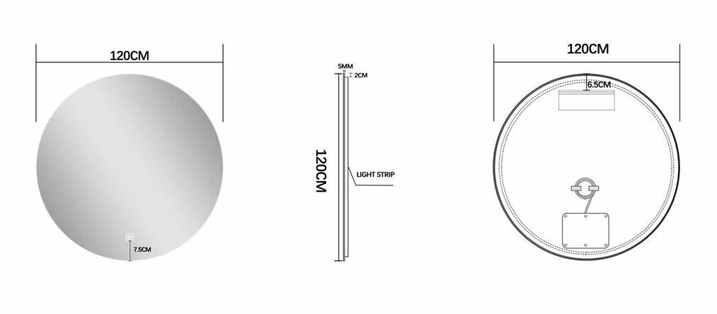 Fontana Freestone Badkamermeubel Beach Eiken 120cm Met Natuurstenen Wastafel Zonder Kraangaten En Ronde Spiegel - Afbeelding 6