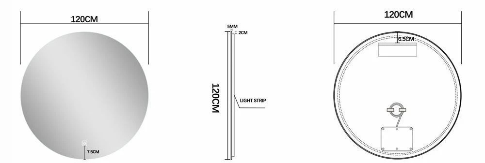 Fontana Freestone Badkamermeubel Mat Wit 120cm Met Natuurstenen Wastafel 2 Kraangaten En Ronde Spiegel - Afbeelding 6