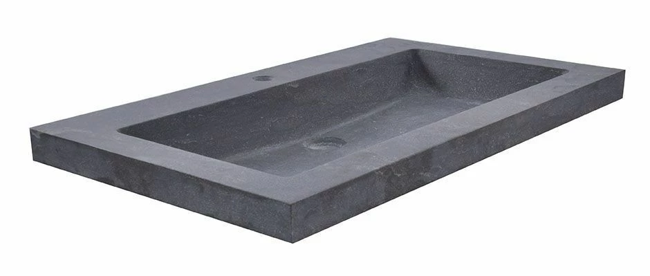 Fontana Freestone Badkamermeubel Walnoot 80cm Met Natuurstenen Wastafel 1 Kraangat En Ronde Spiegel - Afbeelding 4