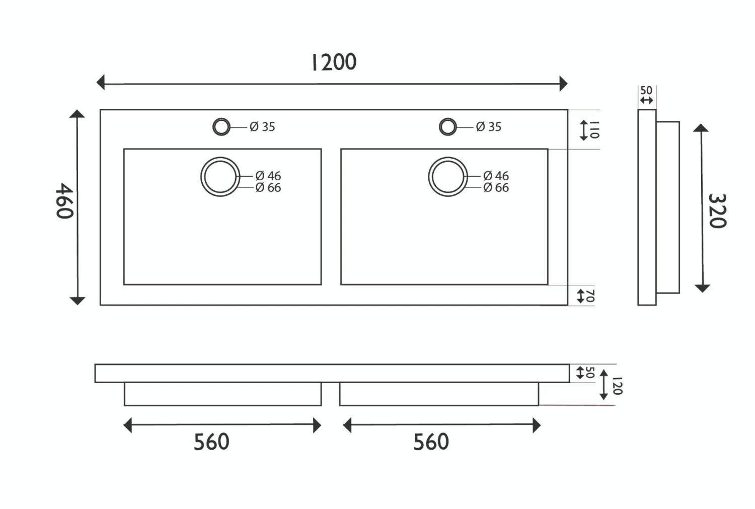 Fontana Freestone Badkamermeubel Warm Eiken 120cm Met Natuurstenen Wastafel Zonder Kraangaten En Ronde Spiegel - Afbeelding 5