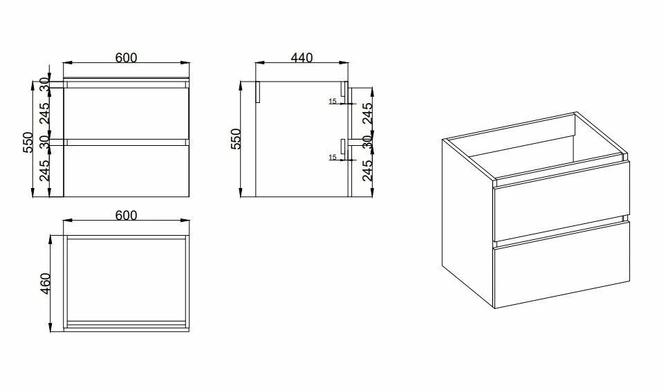 Fontana Freestone Badkamermeubel Warm Eiken 60cm Met Natuurstenen Wastafel Zonder Kraangat En Ronde Spiegel - Afbeelding 5
