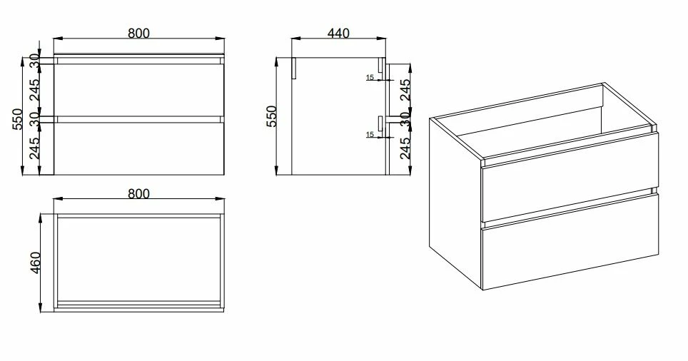 Fontana Freestone Badkamermeubel Warm Eiken 80cm Met Natuurstenen Wastafel 1 Kraangat En Ronde Spiegel - Afbeelding 5