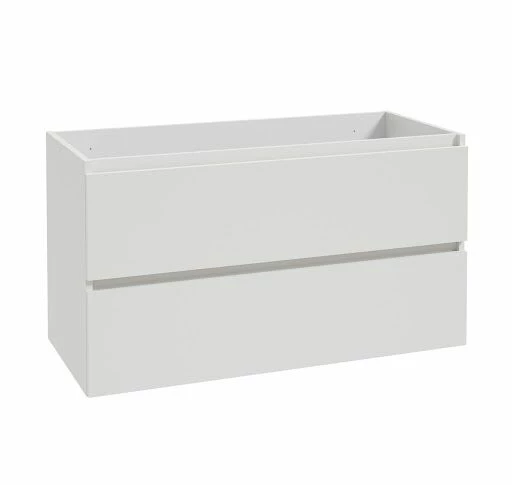 Fontana Kolo Wastafelmeubel Mat Wit 100cm Glans Witte Wastafel 1 Kraangat Met Ronde Spiegel - Afbeelding 2