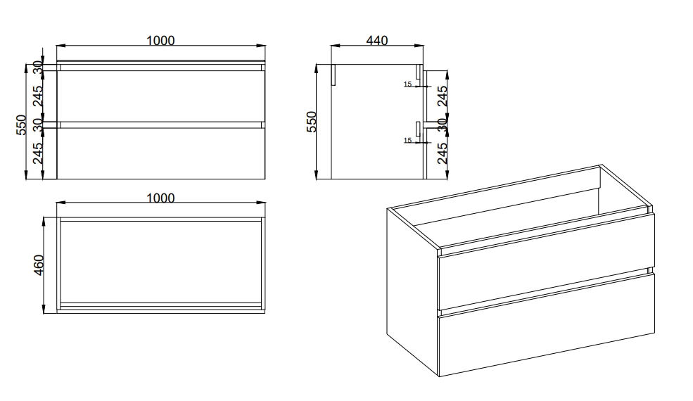 Fontana Kolo Wastafelmeubel Warm Eiken 100cm Mat Witte Wastafel 1 Kraangat Met Ronde Spiegel - Afbeelding 4