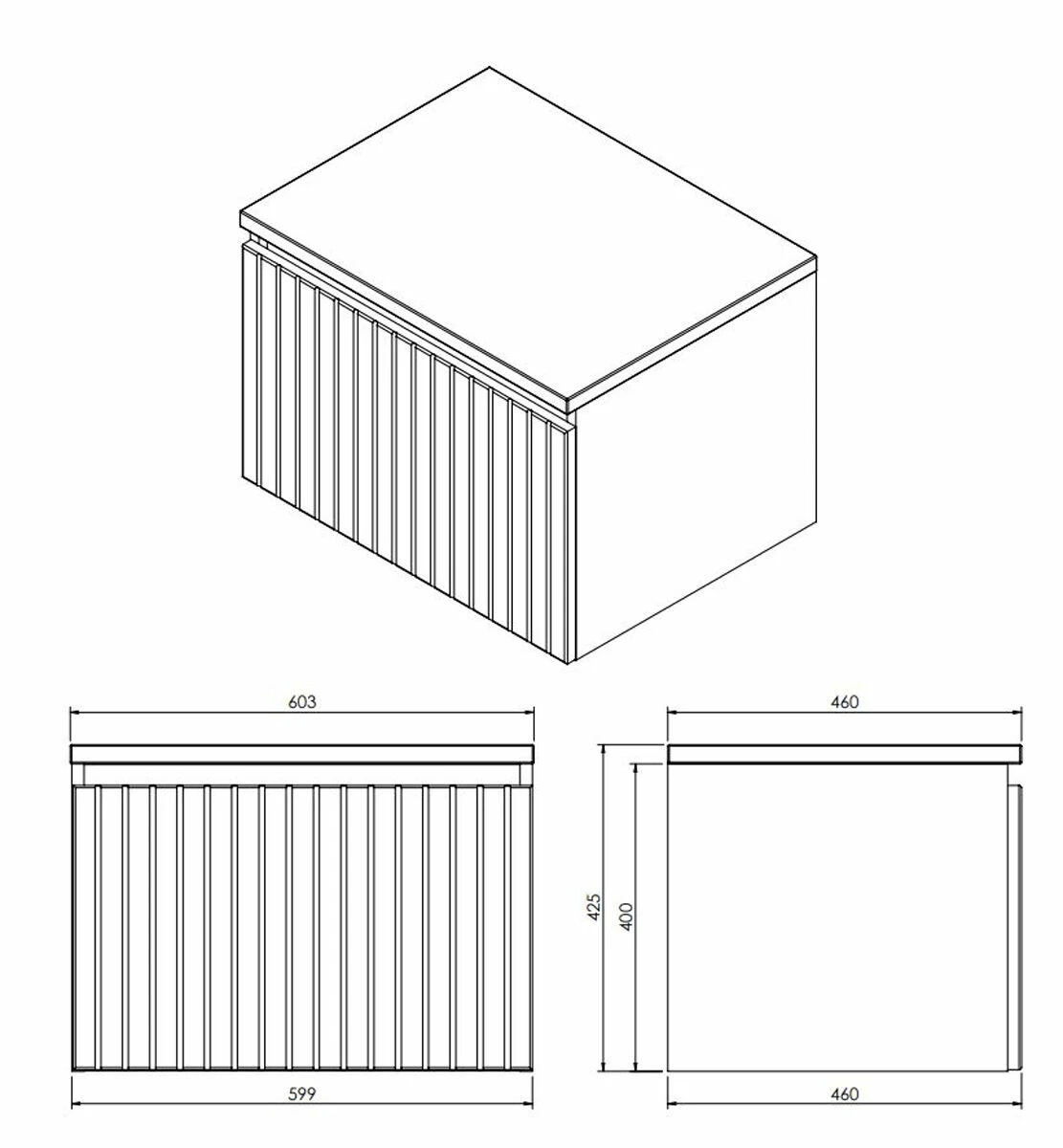 Fontana Lento Wit Badkamermeubel Ribbelfront Met Witte Wastafel 60cm 1 Kraangat En Ronde Spiegel - Afbeelding 5