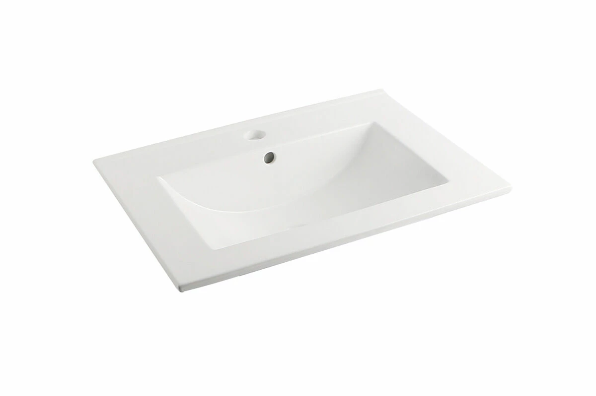 Fontana Lento Wit Badkamermeubel Ribbelfront Met Witte Wastafel 60cm 1 Kraangat En Ronde Spiegel - Afbeelding 4