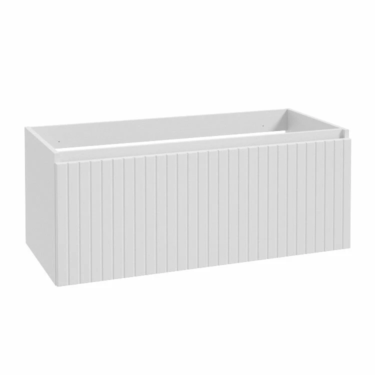 Fontana Portoro Gold Marmer Badmeubel 100cm Mat Wit Met Ribbelfront En Toppaneel Met Rechthoekige Waskom - Afbeelding 3