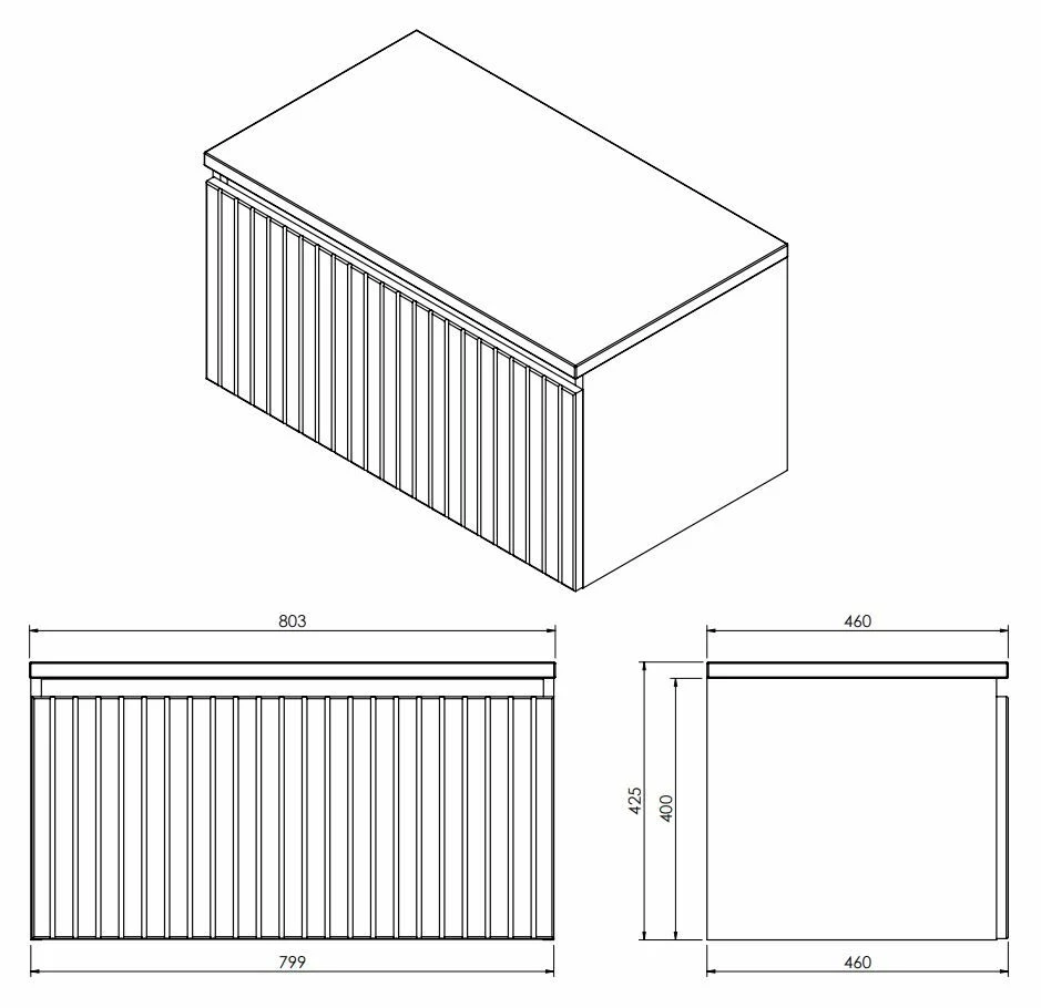 Fontana Portoro Gold Marmer Badmeubel 80cm Mat Wit Met Ribbelfront En Toppaneel Met Rechthoekige Waskom - Afbeelding 7