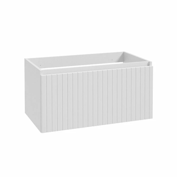 Fontana Portoro Gold Marmer Badmeubel 80cm Mat Wit Met Ribbelfront En Toppaneel Met Rechthoekige Waskom - Afbeelding 3