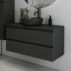 Fontana Proma Badkamermeubel 100cm Zonder Kom Zwart Mat