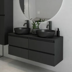 Fontana Proma Badkamermeubel 120cm Zonder Kom Zwart Mat