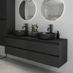 Fontana Proma Badkamermeubel 160cm Zonder Kom Zwart Mat