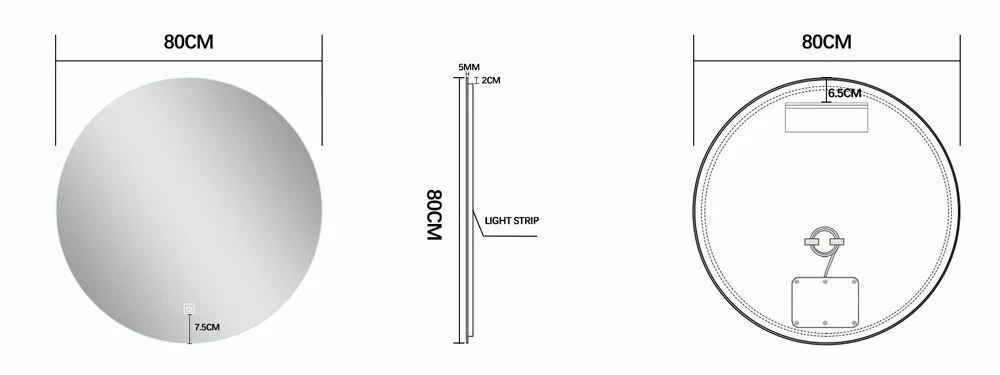 Fontana Proma Badkamermeubel 80cm Met Zwarte Waskom En LED Spiegel Mat Wit - Afbeelding 7