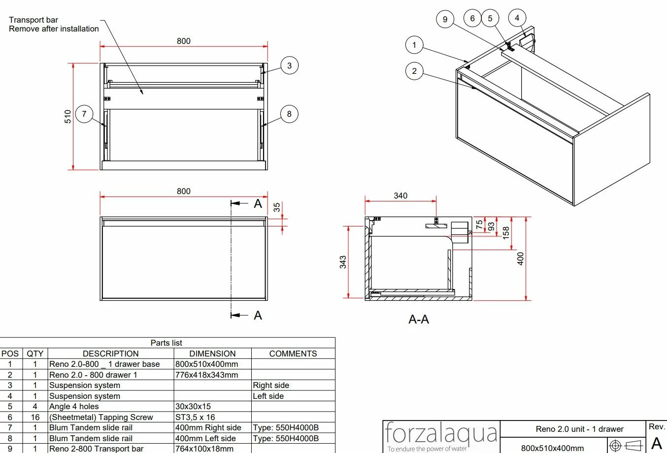 Forzalaqua Verona Badmeubel 80cm Pure Walnut Met Wastafelblad En Waskom Carrara - Afbeelding 8