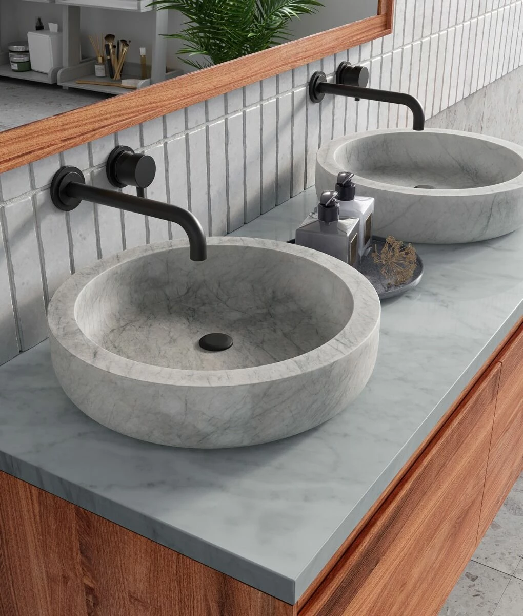 Forzalaqua Verona Badmeubel 80cm Pure Walnut Met Wastafelblad En Waskom Carrara - Afbeelding 5