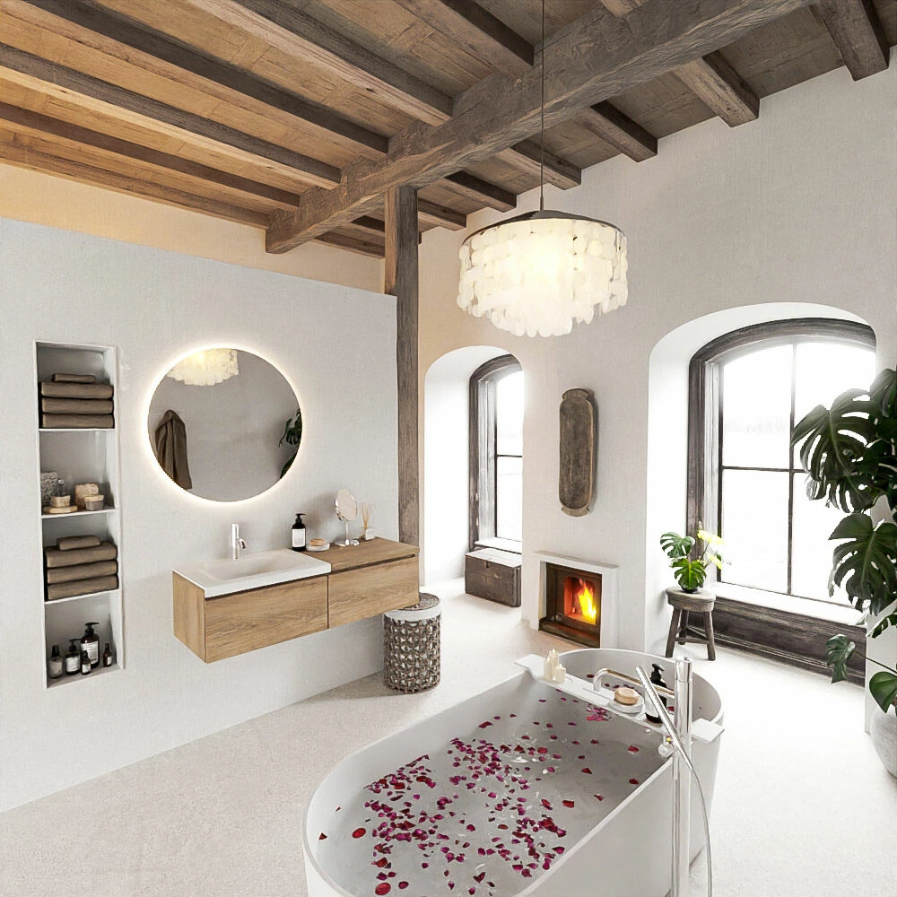 Mondiaz Bukla 120cm Badmeubel Met Module 60 Washed Oak Met 2 Lades Wastafel Cloud Links 1 Kraangat Talc - Afbeelding 2