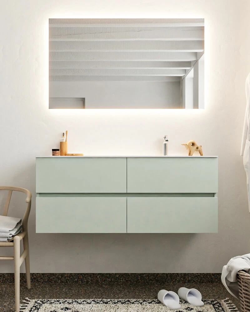 Mondiaz Vica 120cm Badmeubel Greey 4 Lades Wastafel Moon Rechts Met 1 Kraangat - Afbeelding 2