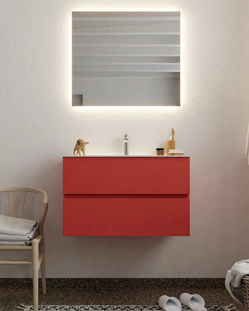 Mondiaz Vica 80cm Badmeubel Fire 2 Lades Wastafel Cloud Midden Met 1 Kraangat - Afbeelding 2