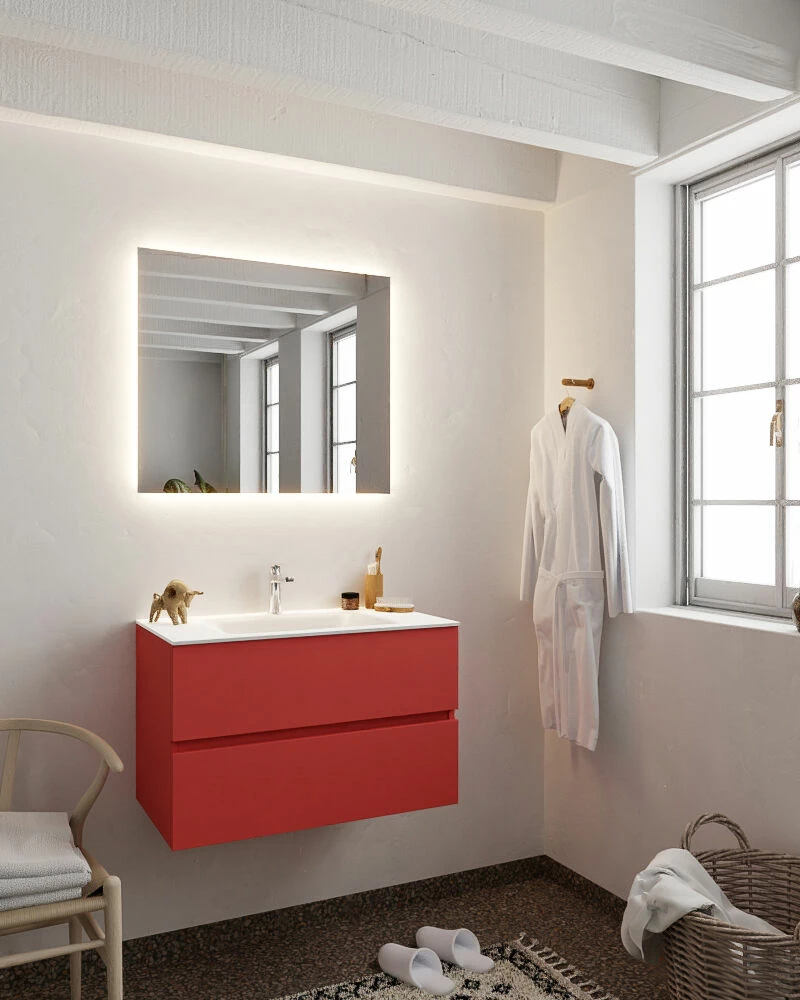 Mondiaz Vica 80cm Badmeubel Fire 2 Lades Wastafel Cloud Midden Met 1 Kraangat - Afbeelding 3