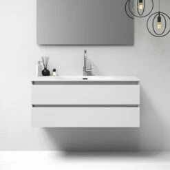 Sanituba Nature Badmeubel 120cm Mat Wit Met Wastafel Furiosa Glans Wit Enkele Wasbak 1 Kraangat