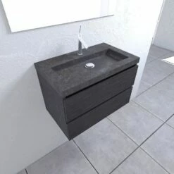 Mueller Salvador Badkamermeubel Houtnerf Grijs 80cm 1 Kraangat