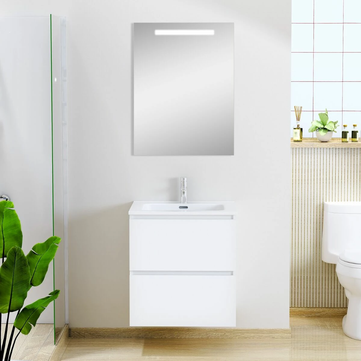 Mueller Sophia Badmeubel Met LED Spiegel 60cm Wit Mat