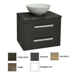 Sanicare Q11 Badkamermeubel Met Black-stone Topblad 65 Cm Antraciet