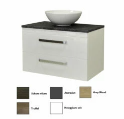 Sanicare Q11 Badkamermeubel Met Black-stone Topblad 80 Cm Antraciet