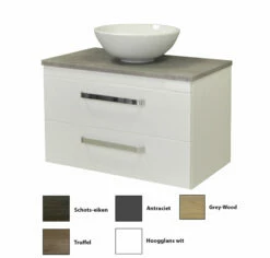 Sanicare Q11 Badkamermeubel Met Grey-stone Topblad 80 Cm Truffel