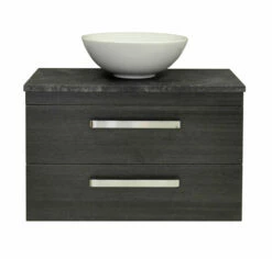 Sanicare Q11 Badkamermeubel Met Black-stone Topblad 80 Cm Schots-eiken