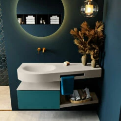 Mondiaz Riva Badmeubel 120cm Smag Met 1 Lade En Wastafel Links 0 Kraangaten Linen