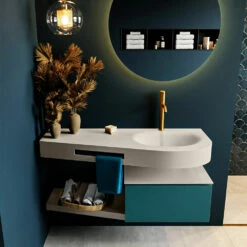 Mondiaz Riva Badmeubel 120cm Smag Met 1 Lade En Wastafel Rechts 1 Kraangat Linen