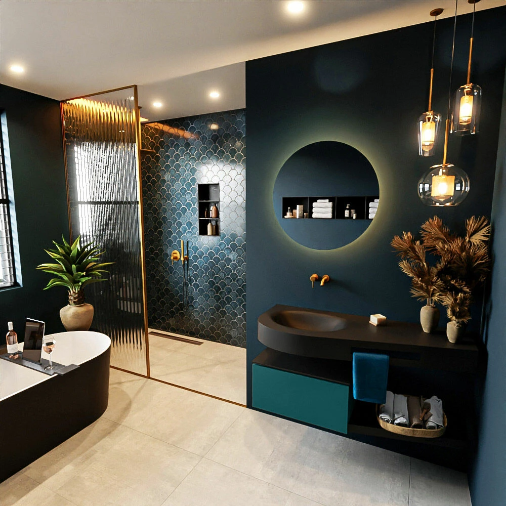 Mondiaz Riva Badmeubel 120cm Smag Met 1 Lade En Wastafel Links 0 Kraangaten Urban - Afbeelding 2