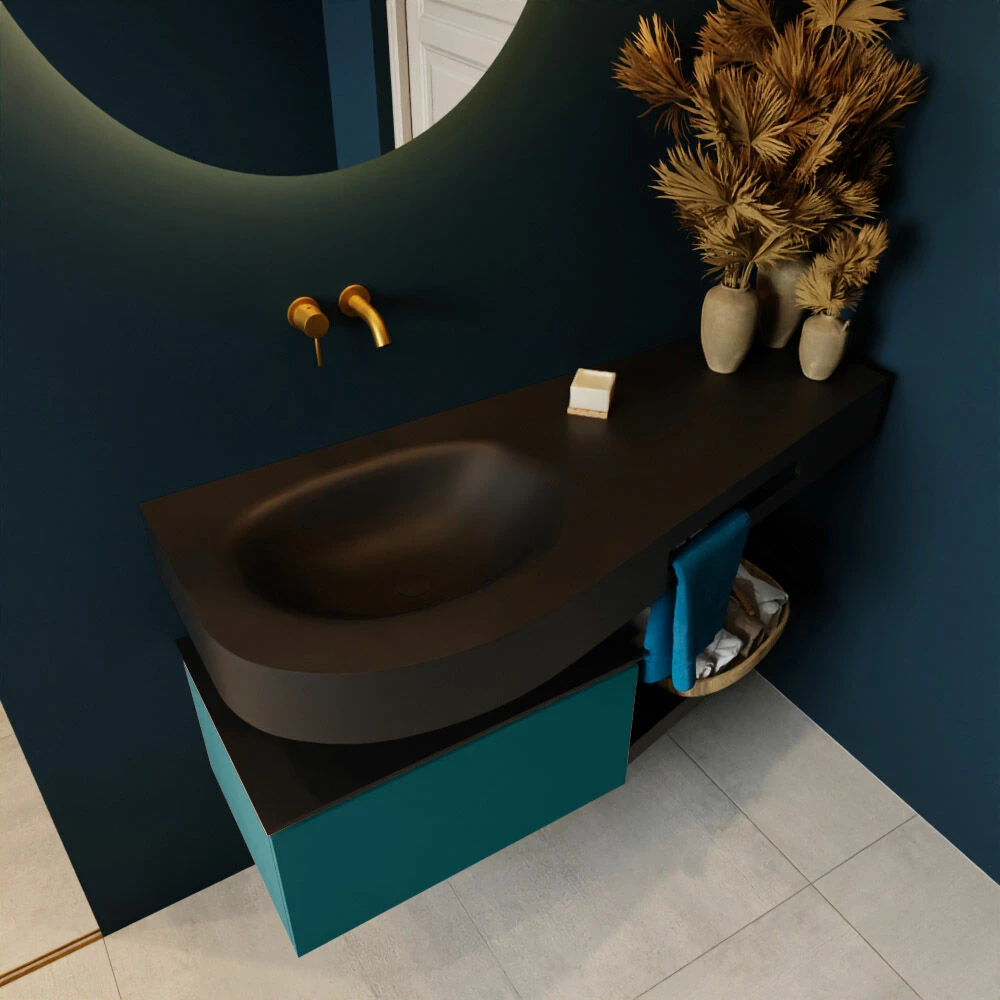 Mondiaz Riva Badmeubel 120cm Smag Met 1 Lade En Wastafel Links 0 Kraangaten Urban - Afbeelding 3