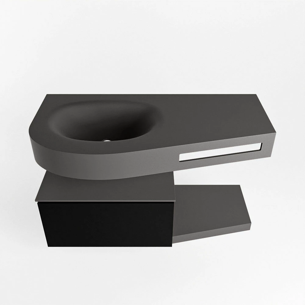 Mondiaz Riva Badmeubel 100cm Urban Met 1 Lade En Wastafel Links 0 Kraangaten Dark Grey - Afbeelding 5