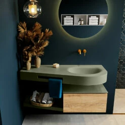 Mondiaz Riva Badmeubel 120cm Washed Oak Met 1 Lade En Wastafel Rechts 0 Kraangaten Army