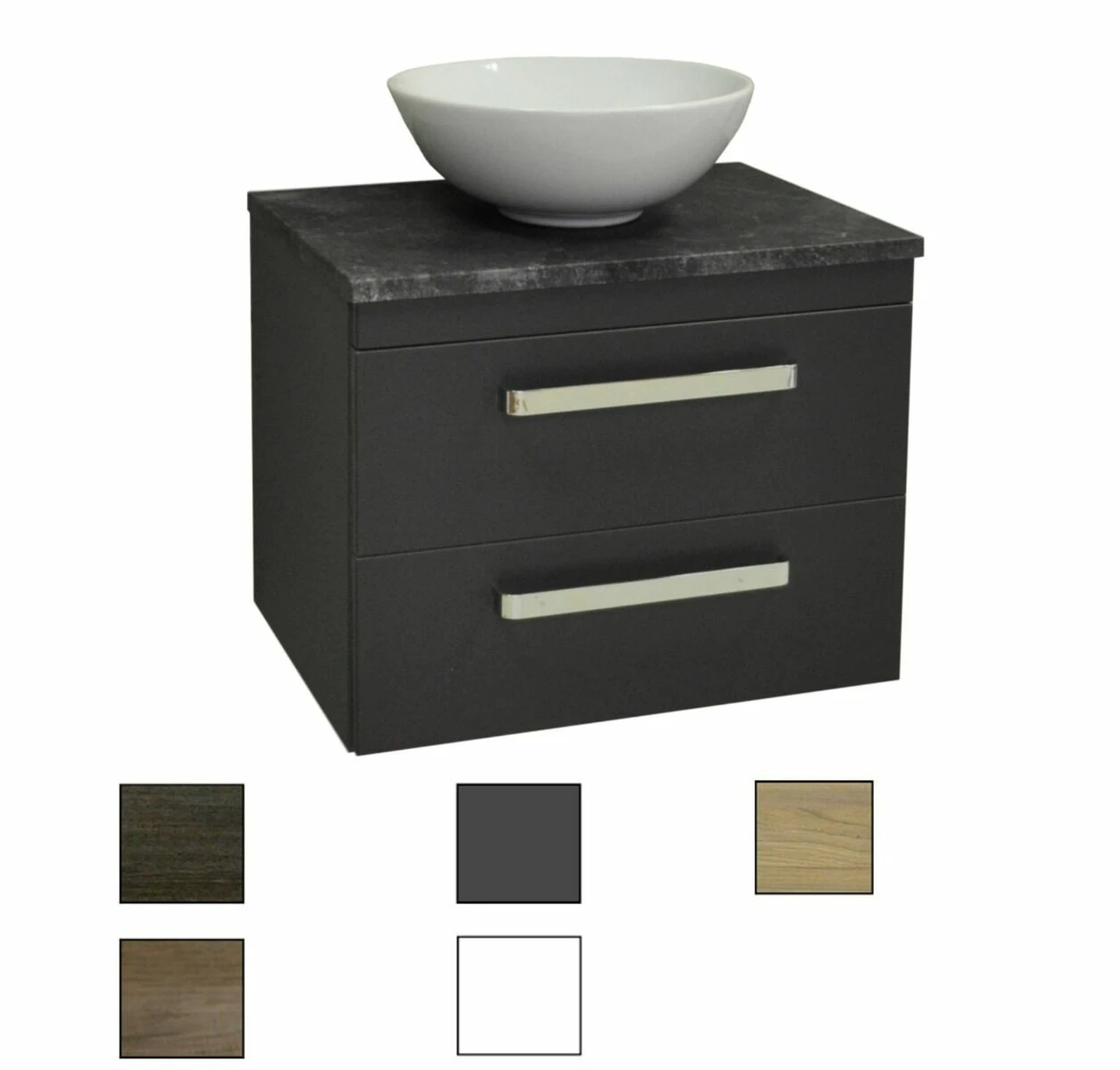 Sanicare Q11 Badkamermeubel Met Grey-stone Topblad 65 Cm Antraciet - Afbeelding 2