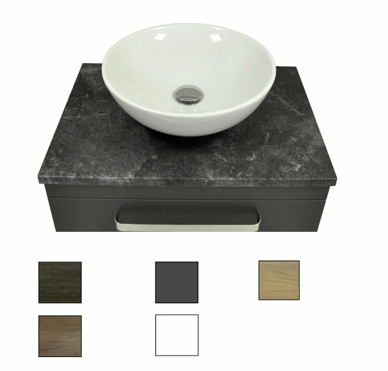 Sanicare Q11 Badkamermeubel Met Grey-stone Topblad 65 Cm Antraciet - Afbeelding 3