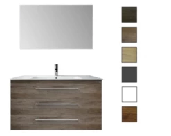 Sanicare Q15 Badkamermeubel 3 Laden 120 Cm Grey-wood Met Keramische Wastafel