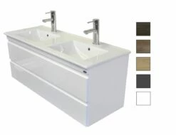 Sanicare Q7 Badkamermeubel Greeploos Met 2 Laden 120 Cm Hoogglans Wit